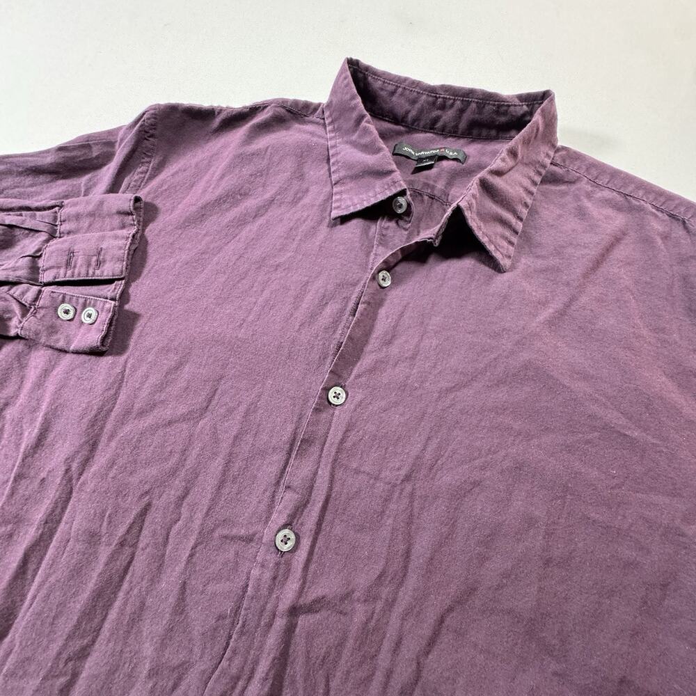 John Varvatos USA Mens Long Sleeve Button Down Shirt Purple Washed XL Designer